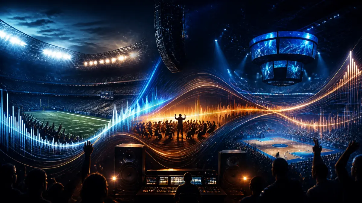 Music and motion in a sports production